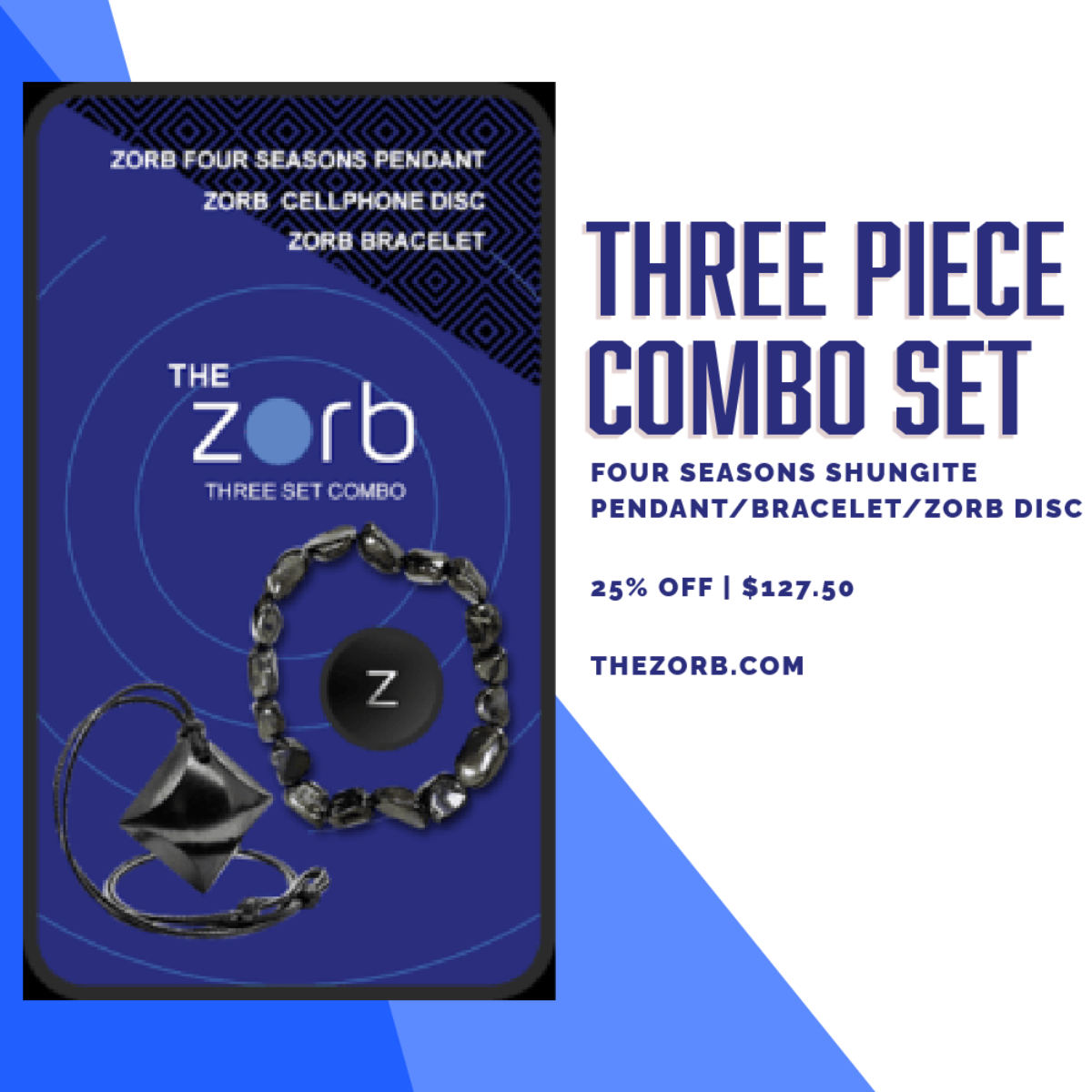 3-Piece Combo Set - Shungite Pendant/Bracelet and the Zorb Sale Price $127.50 (Retail $169.85)