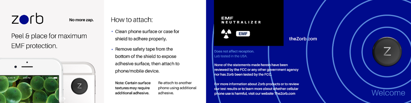 1 Piece - Zorb Cell Phone EMF Reduction Disc, Flagship Product, $39.95 each (Family-Pack reduced pricing available)